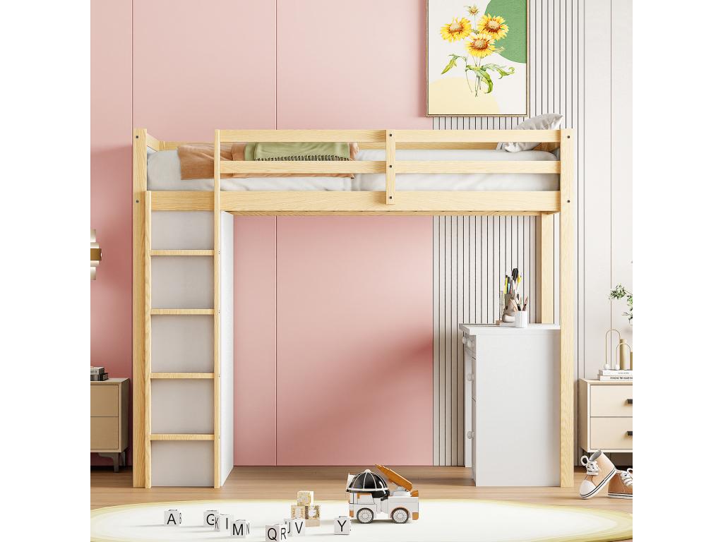 Letto in legno massello naturale, 90 x 200 cm