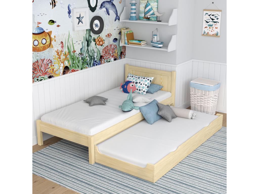 Letto in legno di pino beige, 120 x 180 cm