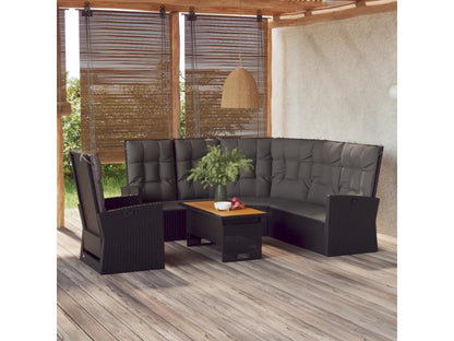 Set di mobili da esterno in vimini intrecciato in resina nera - dlz1766584004940