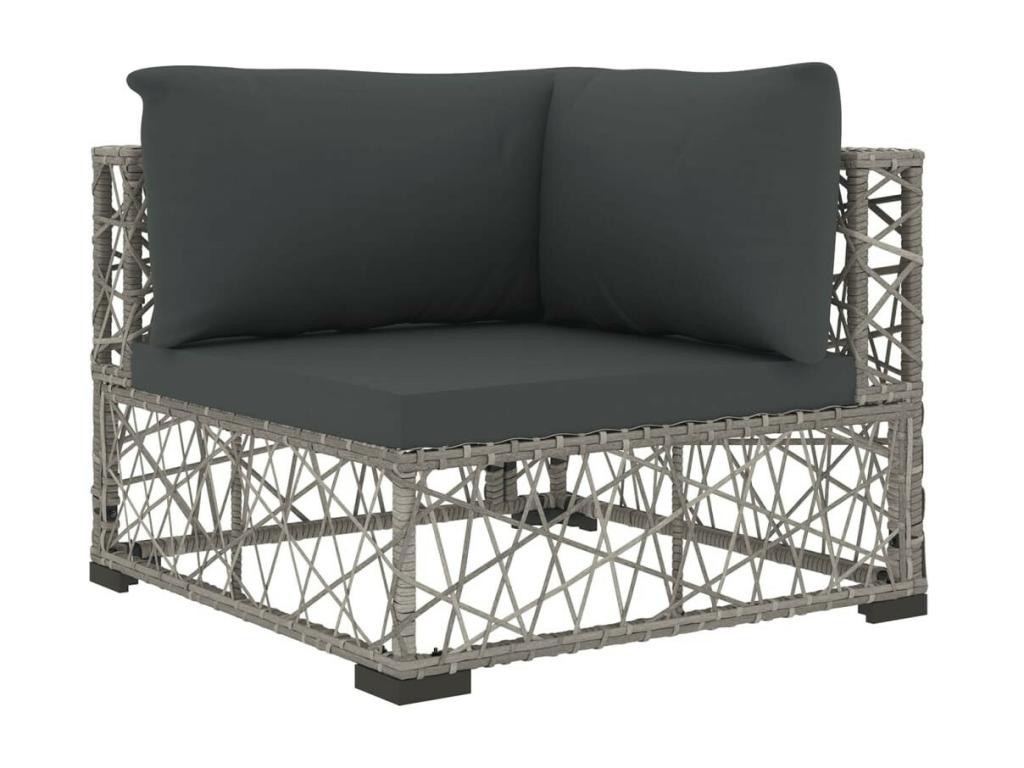 Set di mobili da esterno in vimini intrecciato in resina grigia - dlz1766583294964