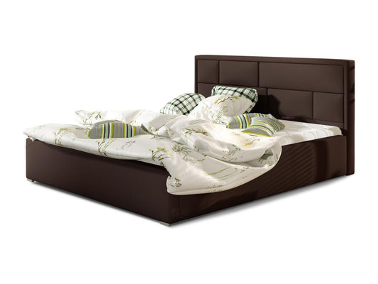 Letto in pelle marrone, 200 x 200 cm