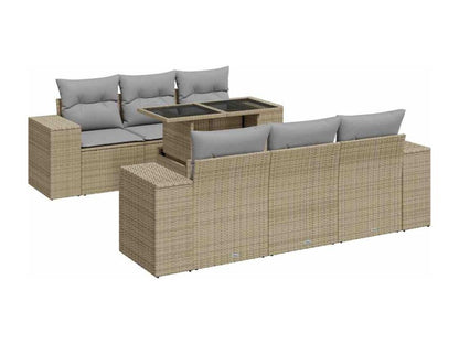 Set di mobili da esterno in vimini intrecciato in resina beige - dlz1766583341185