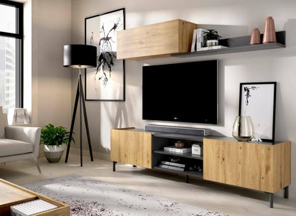 Mobile TV in legno di rovere antracite
