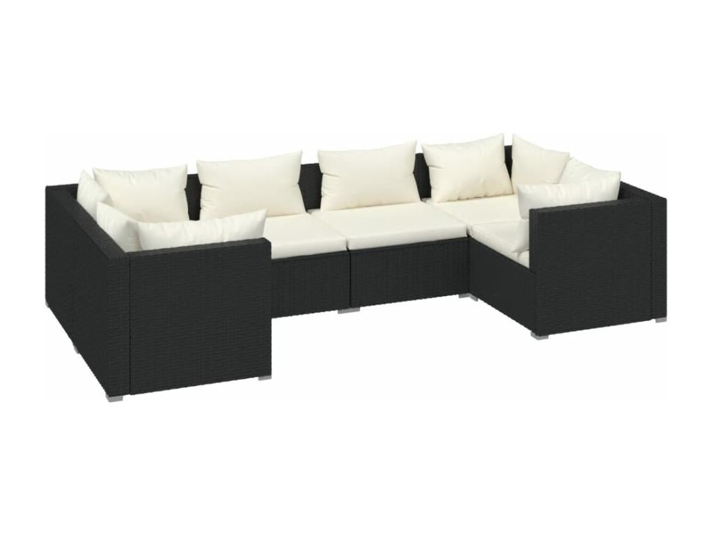 Set di mobili da esterno in vimini intrecciato in resina nera - dlz1766583474659