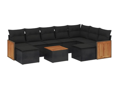 Set di mobili da esterno in vimini intrecciato in resina nera - dlz1766583392434