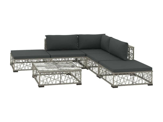 Set di mobili da esterno in vimini intrecciato in resina grigia - dlz1766583294964