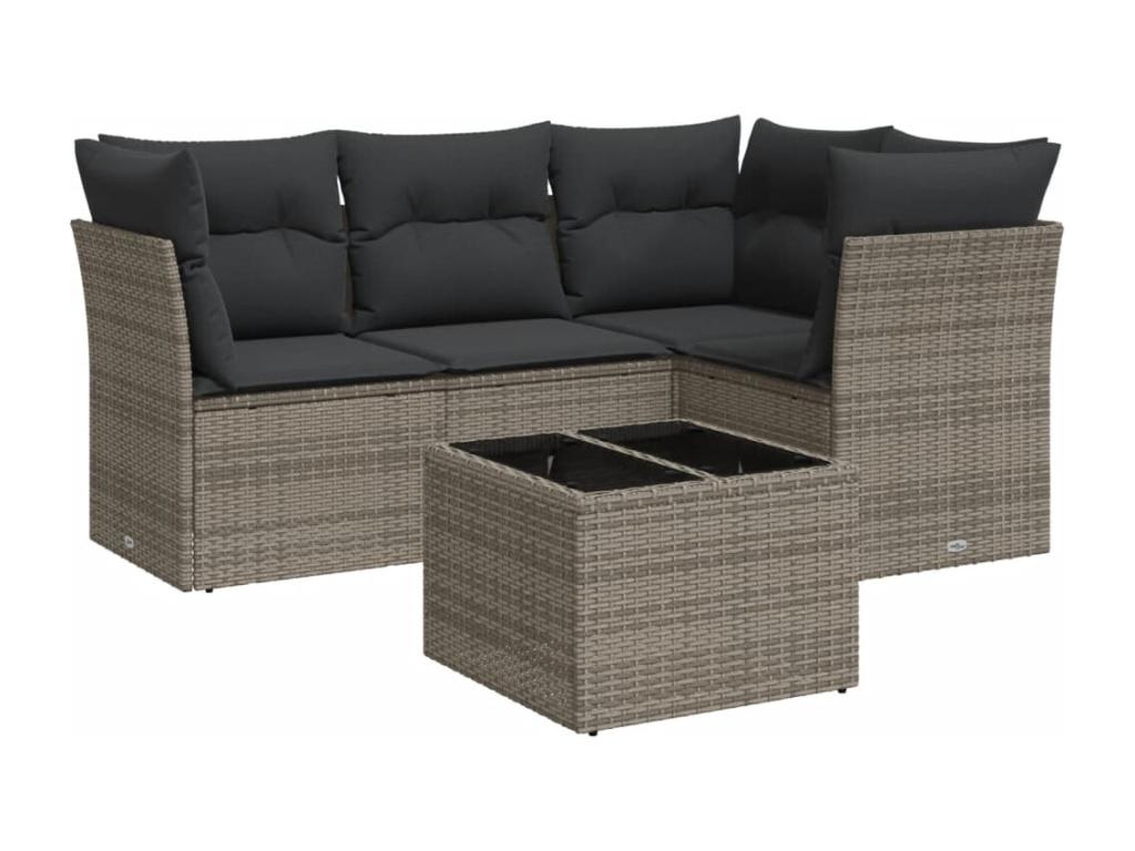 Set di mobili da esterno in vimini intrecciato in resina grigia - dlz1766583453124