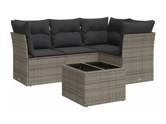 Set di mobili da esterno in vimini intrecciato in resina grigia - dlz1766583453124