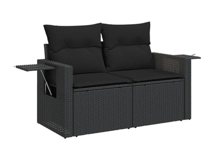 Set di mobili da esterno in vimini intrecciato in resina nera - dlz1766583255918
