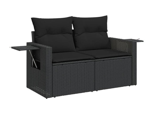 Set di mobili da esterno in vimini intrecciato in resina nera - dlz1766583255918