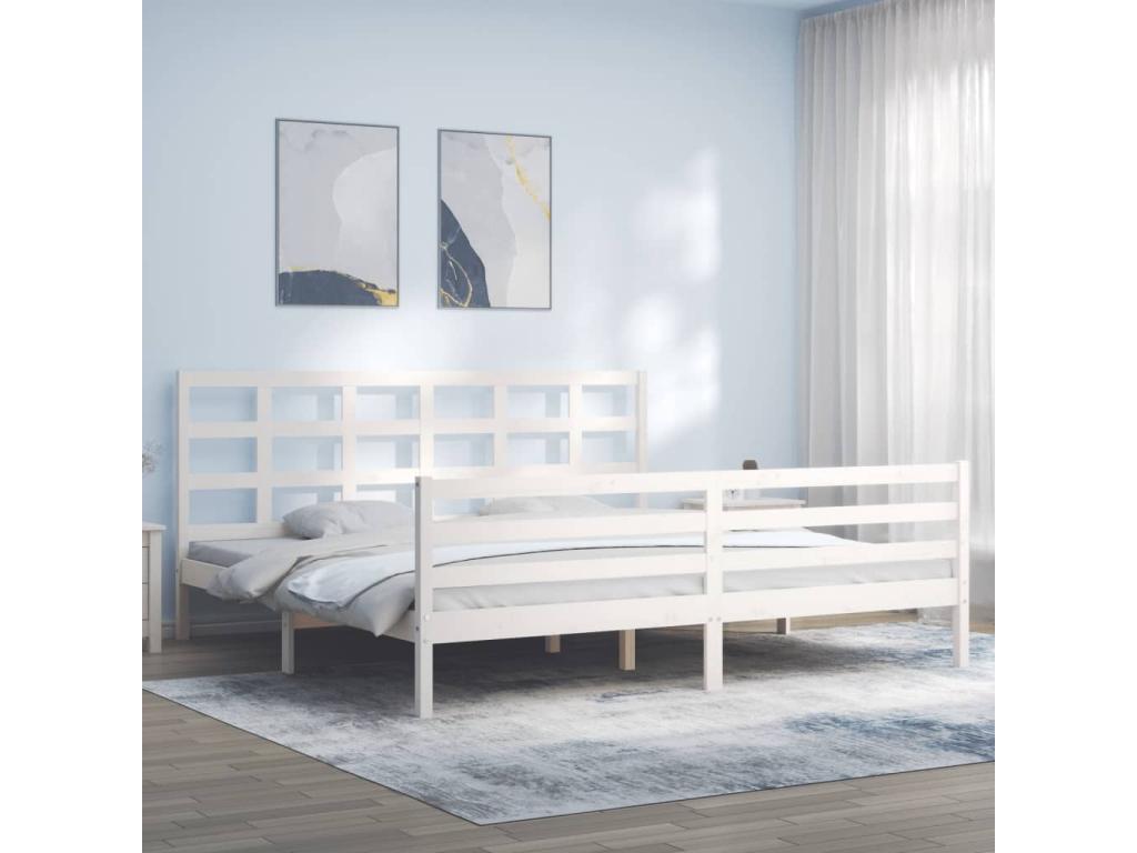 Struttura letto in legno massello bianco, 200 x 200 cm