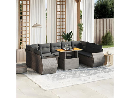 Set di mobili da esterno in vimini intrecciato in resina grigia - dlz1766583194050