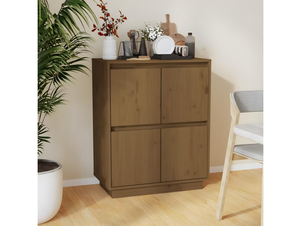 Credenza in legno massello marrone, 60 x 34 x 75 cm