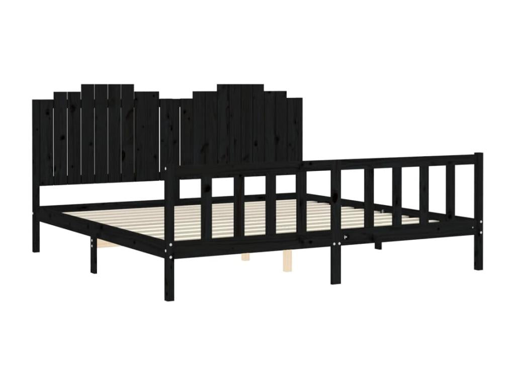 Struttura letto in legno massello nero, 200 x 200 cm