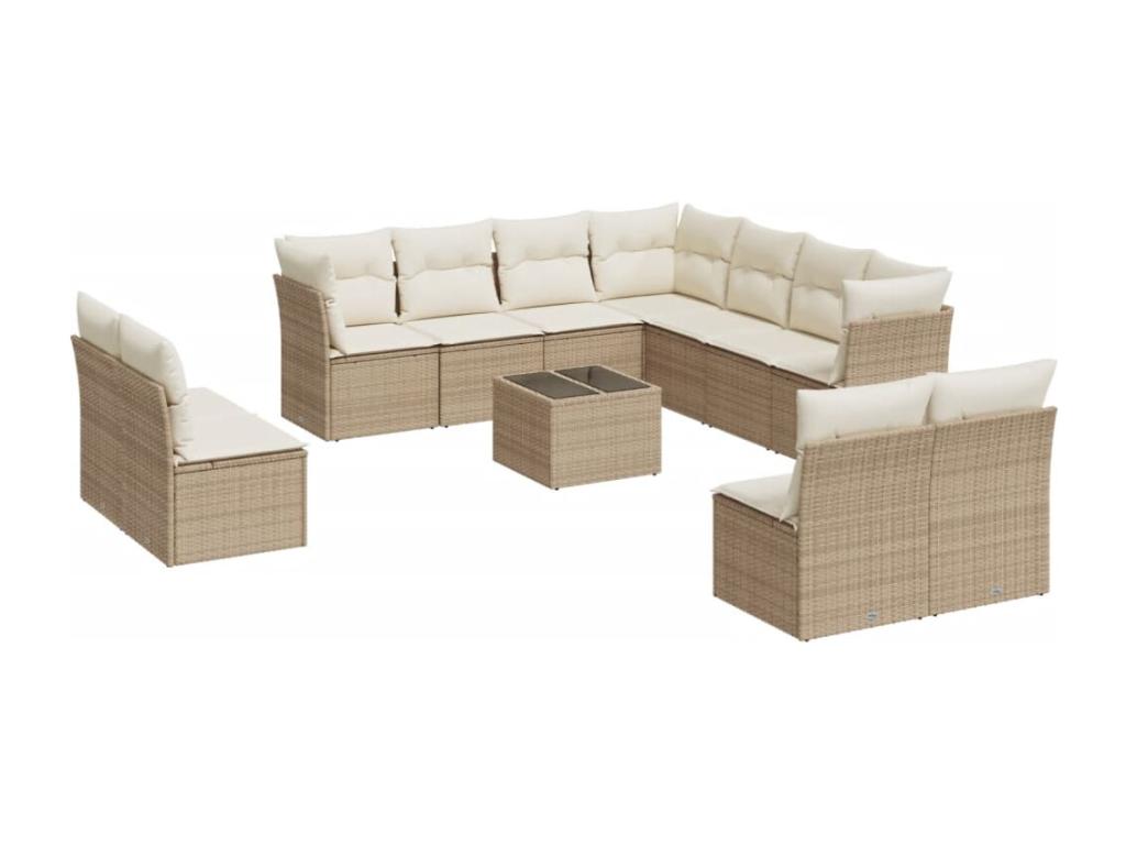 Set di mobili da esterno in vimini intrecciato in resina beige - dlz1766583191128