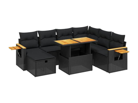 Set di mobili da esterno in vimini intrecciato in resina nera - dlz1766583445291