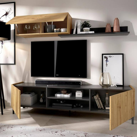Mobile TV in legno di rovere antracite