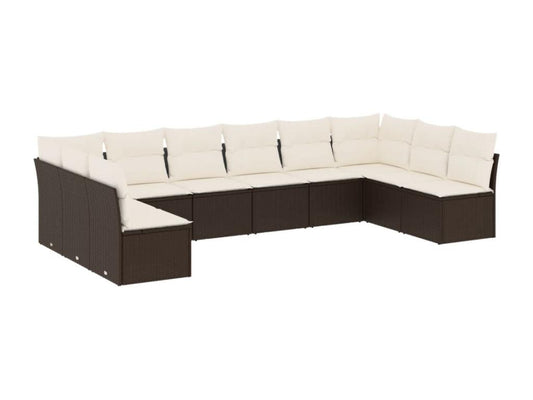 Set di mobili da esterno in vimini intrecciato in resina marrone - dlz1766583192544