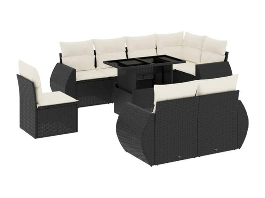 Set di mobili da esterno in vimini intrecciato in resina nera - dlz1766583410835