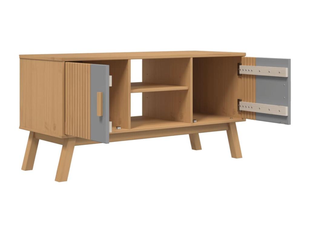 Mobile TV in legno di pino grigio, 114 x 43 x 57 cm