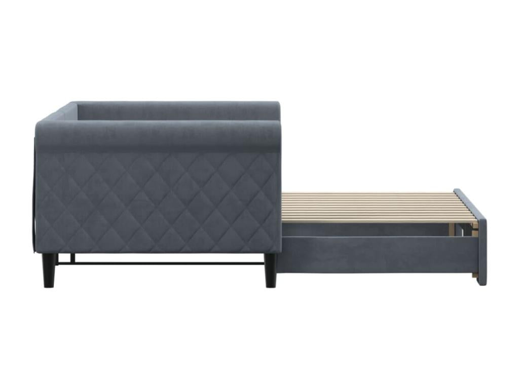 Letto in velluto grigio, 90 x 200 cm