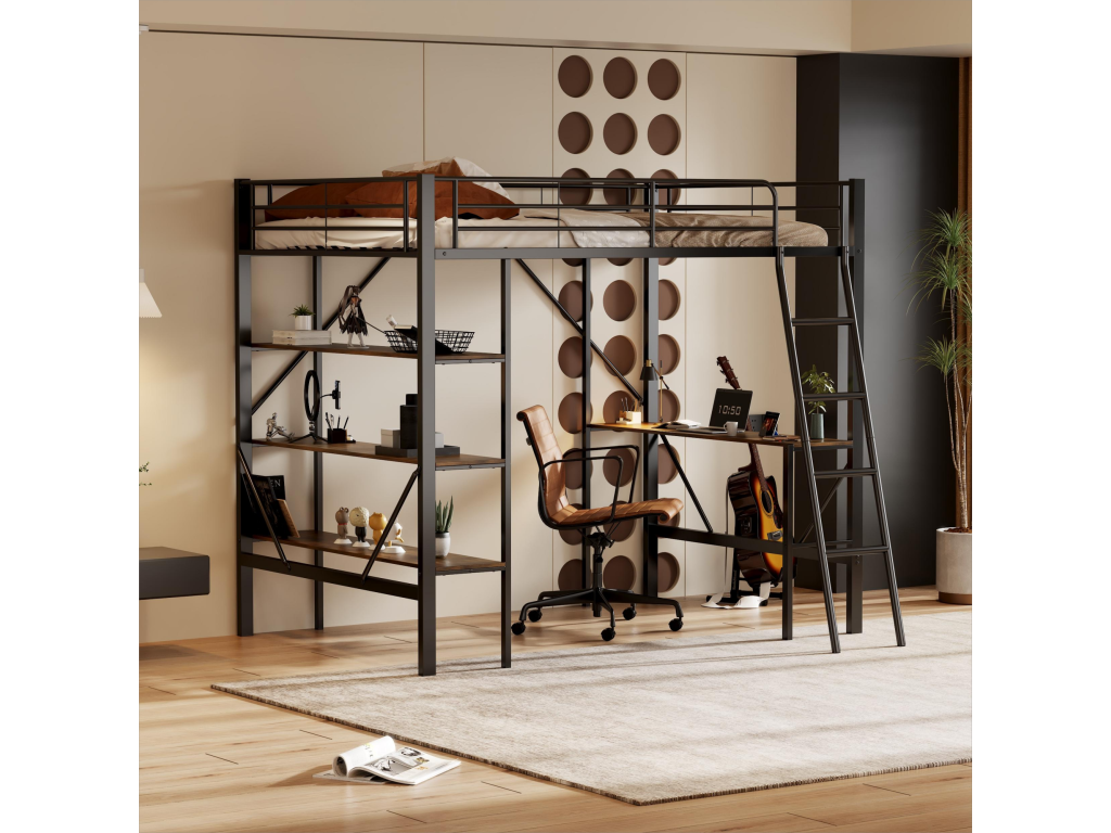 Letto in metallo nero, 90 x 200 cm