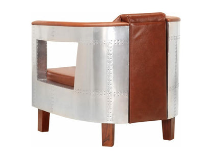 Poltrona in pelle marrone