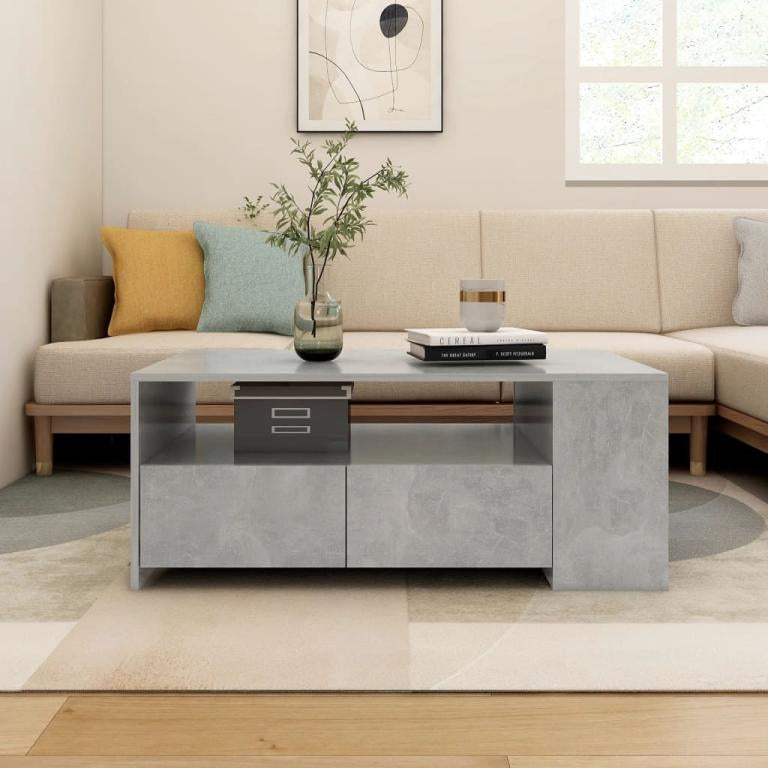 Tavolino da caffè in legno ingegnerizzato grigio, 102 x 55 x 42 cm