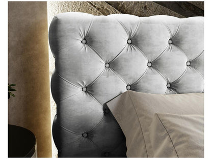 Letto in velluto grigio, 140 x 200 cm