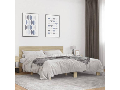 Struttura letto in legno ingegnerizzato marrone, 200 x 200 cm - dlz1766584022629