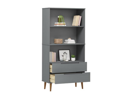 Libreria in legno massello grigio, 85 x 35 x 170,5 cm