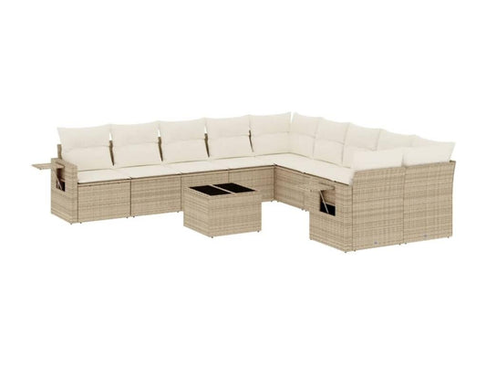 Set di mobili da esterno in vimini intrecciato in resina beige - dlz1766584087298