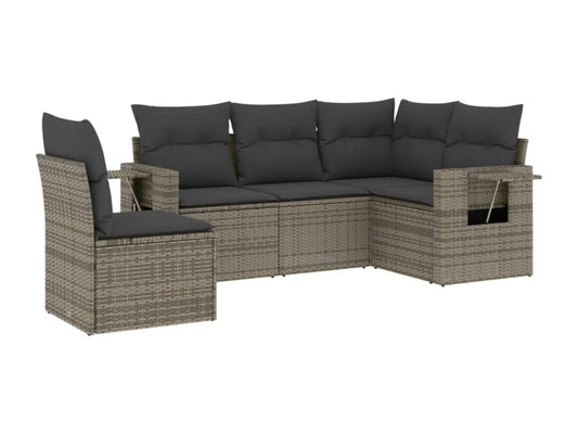 Set di mobili da esterno in vimini intrecciato in resina grigia - dlz1766583182500