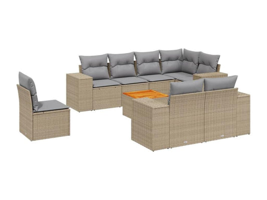 Set di mobili da esterno in vimini intrecciato in resina beige - dlz1766583561143