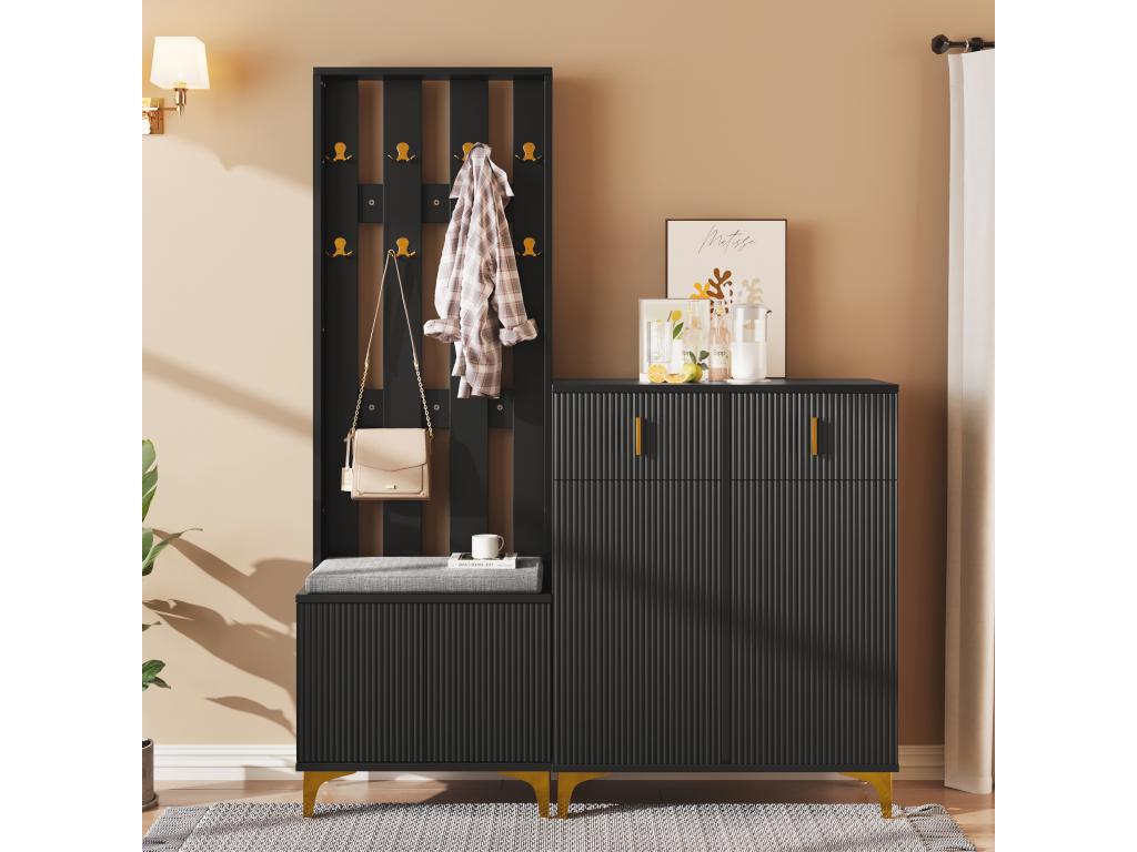 Panca nera, 60,5 x 35,2 x 180,5 cm