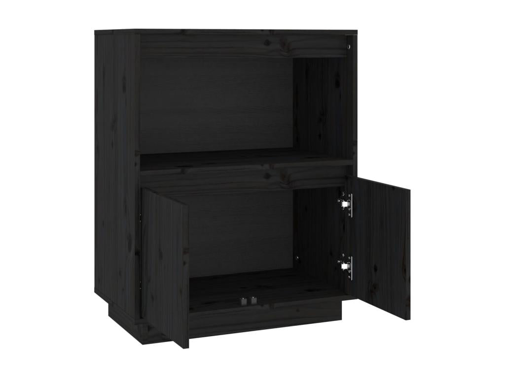 Credenza in legno massello nero, 60 x 34 x 75 cm