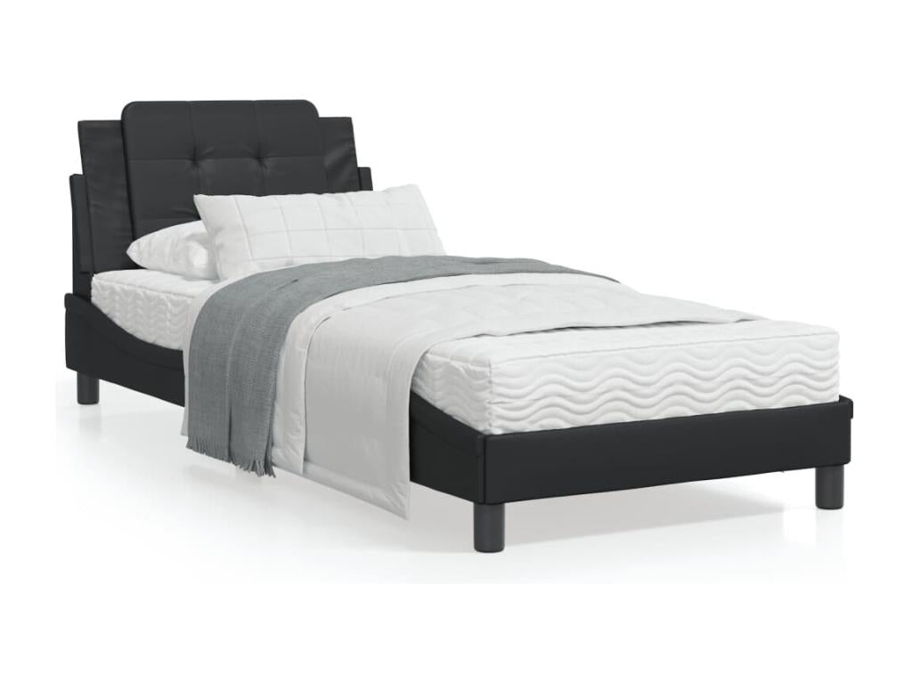 Struttura letto in similpelle nera, 90 x 190 cm