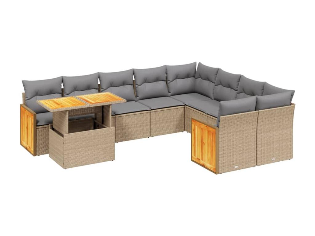 Set di mobili da esterno in vimini intrecciato in resina beige - dlz1766583227113