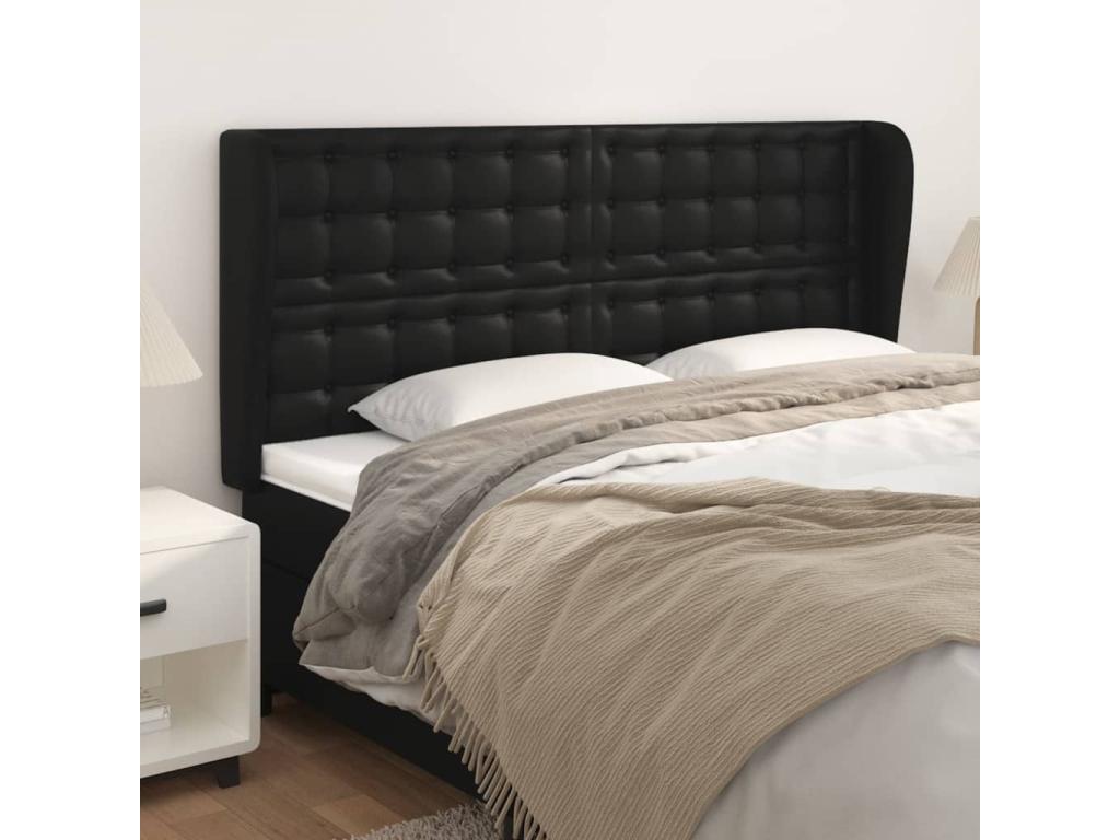 Letto in similpelle nera, 203 x 23 x 118 cm