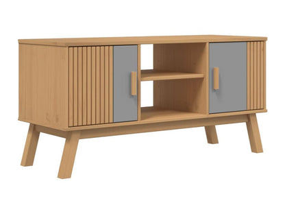 Mobile TV in legno di pino grigio, 114 x 43 x 57 cm