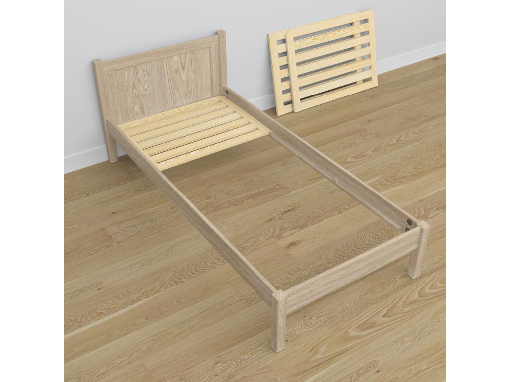 Letto in legno di quercia beige, 100 x 180 cm