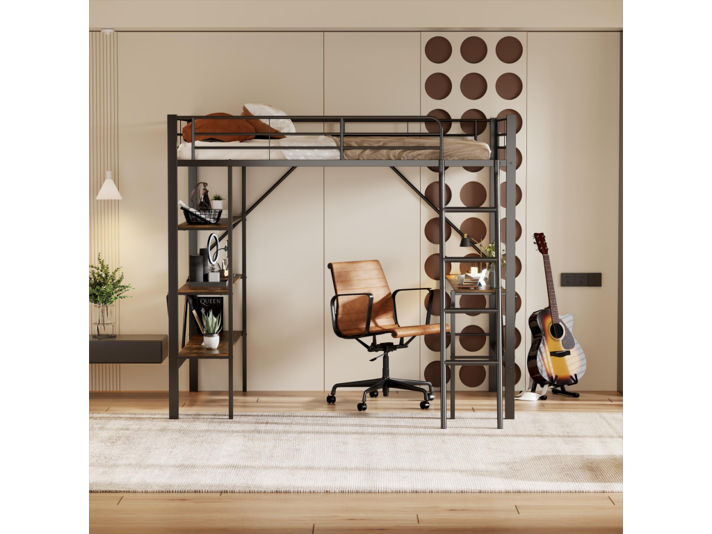 Letto in metallo nero, 90 x 200 cm