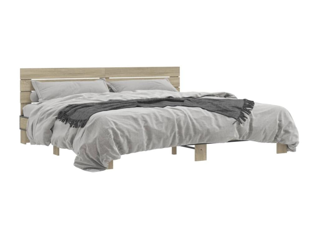 Struttura letto in legno ingegnerizzato marrone, 200 x 200 cm - dlz1766584022629