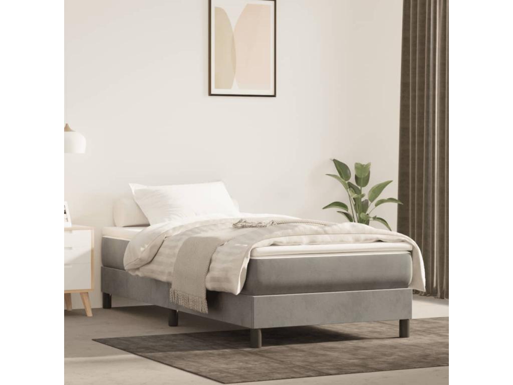 Letto in velluto grigio, 100 x 200 cm