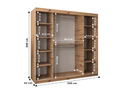 Armadio beige, 200 x 62 x 200 cm