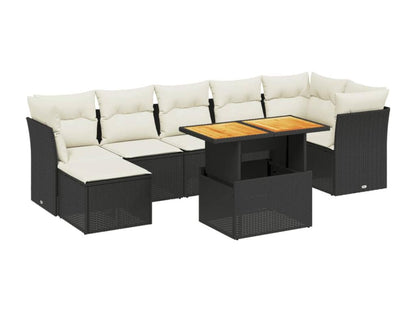 Set di mobili da esterno in vimini intrecciato in resina nera - dlz1766584095854