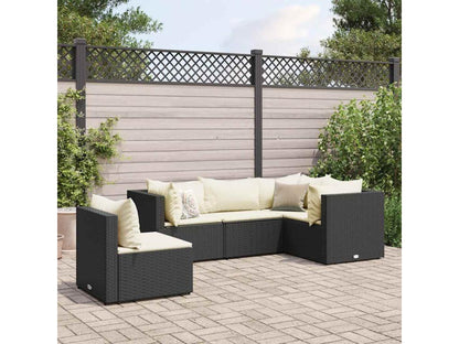 Set di mobili da esterno in vimini intrecciato in resina nera - dlz1766584022284