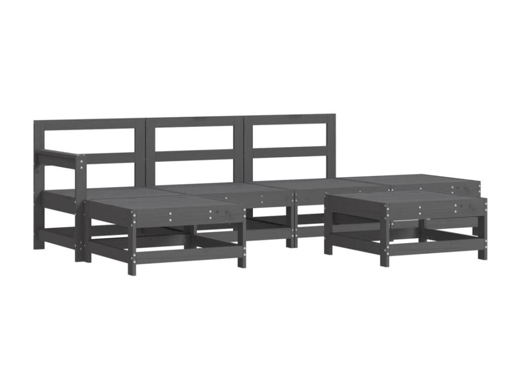 Set di mobili da esterno in legno massello grigio