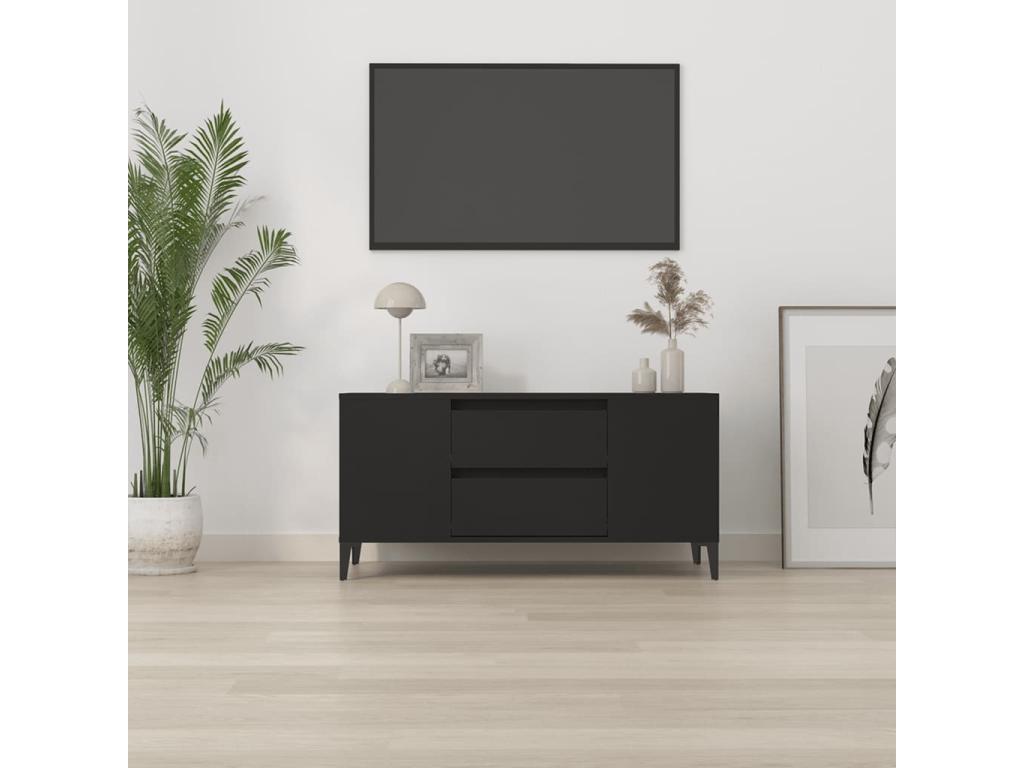 Mobile TV in legno ingegnerizzato nero, 102 x 44,5 x 50 cm