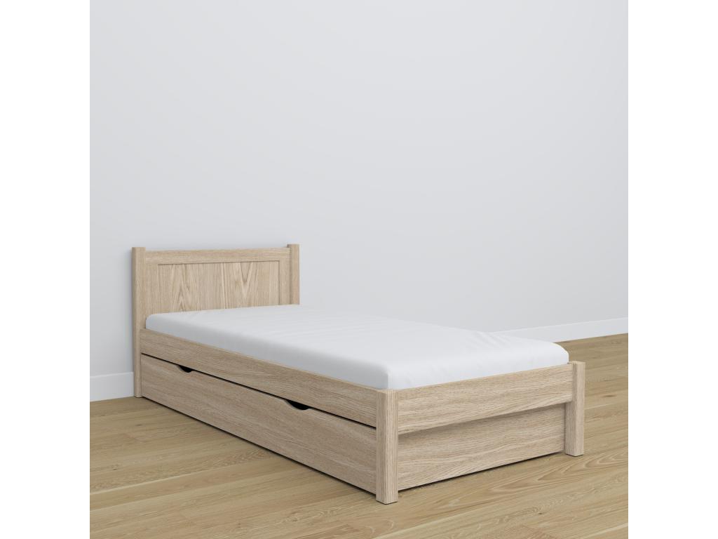 Letto in legno di quercia beige, 100 x 180 cm